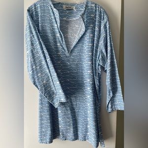 SWEET LILY LADIES XL TUNIC IN BLUE/WHITE